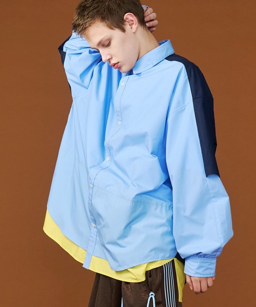 SeeSew(シーソー)の「【UNISEX】FAKE BLOCKING OVER SHIRTS/フェイクブロッキングオーバーシャツ(シャツ/ブラウス・メンズ・ブルー系その他/ネイビー/サックスブルー・M/L)」の20枚目の写真