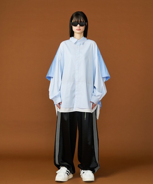 SeeSew(シーソー)の「【UNISEX】FAKE BLOCKING OVER SHIRTS/フェイクブロッキングオーバーシャツ(シャツ/ブラウス・メンズ・ブルー系その他/ネイビー/サックスブルー・M/L)」の13枚目の写真