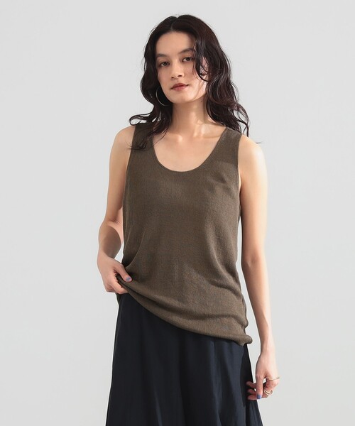 Demi-Luxe BEAMS（デミルクス ビームス）の「【8/6値下げ】リネン 2WAY タンクトップ（ニット/セーター・レディース・ブラウン系その他4/チャコールグレー・ONE SIZE）」の12枚目の写真