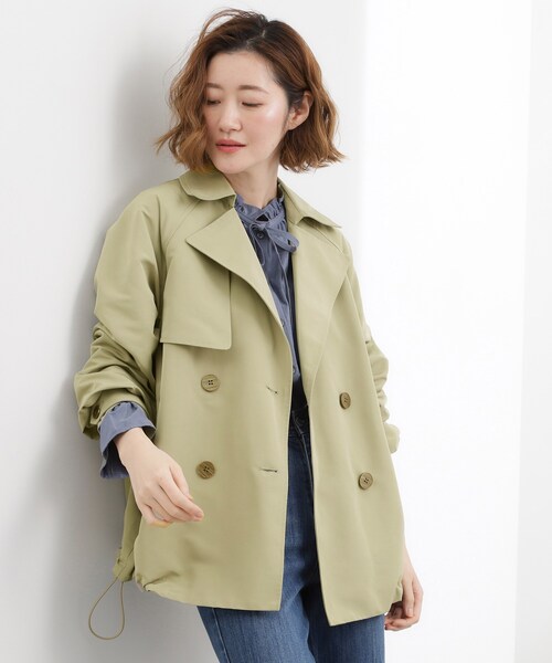 grove（グローブ）の「【貴島明日香さん着用】【撥水／シルエット2WAY】軽やかミドルトレンチコート（トレンチコート・レディース・ネイビー/ベージュ/ナチュラル/カーキ・02/03/04/01/05）」の8枚目の写真