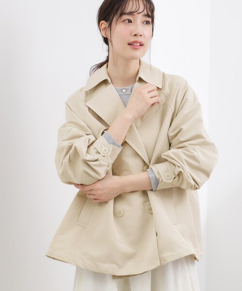 grove（グローブ）の「【貴島明日香さん着用】【撥水／シルエット2WAY】軽やかミドルトレンチコート（トレンチコート・レディース・ネイビー/ベージュ/ナチュラル/カーキ・02/03/04/01/05）」の12枚目の写真