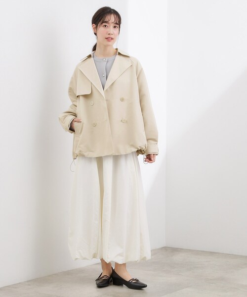 grove（グローブ）の「◆【撥水／シルエット2WAY】軽やかミドルトレンチコート（トレンチコート・レディース・ネイビー/ベージュ/ナチュラル/カーキ・02/03/04）」の8枚目の写真