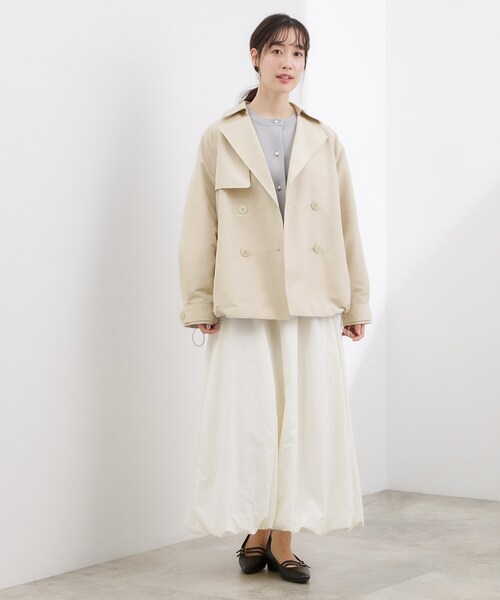 grove（グローブ）の「◆【撥水／シルエット2WAY】軽やかミドルトレンチコート（トレンチコート・レディース・ネイビー/ベージュ/ナチュラル/カーキ・02/03/04）」の9枚目の写真