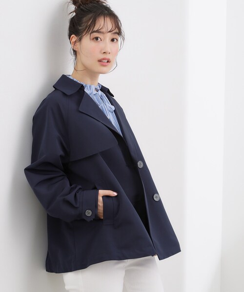 grove（グローブ）の「◆【撥水／シルエット2WAY】軽やかミドルトレンチコート（トレンチコート・レディース・ネイビー/ベージュ/ナチュラル/カーキ・02/03/04）」の12枚目の写真
