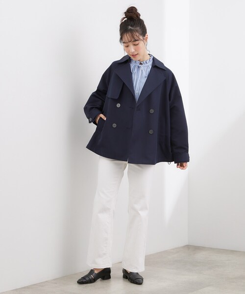 grove（グローブ）の「◆【撥水／シルエット2WAY】軽やかミドルトレンチコート（トレンチコート・レディース・ネイビー/ベージュ/ナチュラル/カーキ・02/03/04）」の14枚目の写真