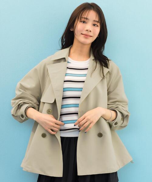 grove（グローブ）の「◆【撥水／シルエット2WAY】軽やかミドルトレンチコート（トレンチコート・レディース・ネイビー/ベージュ/ナチュラル/カーキ・02/03/04）」の16枚目の写真