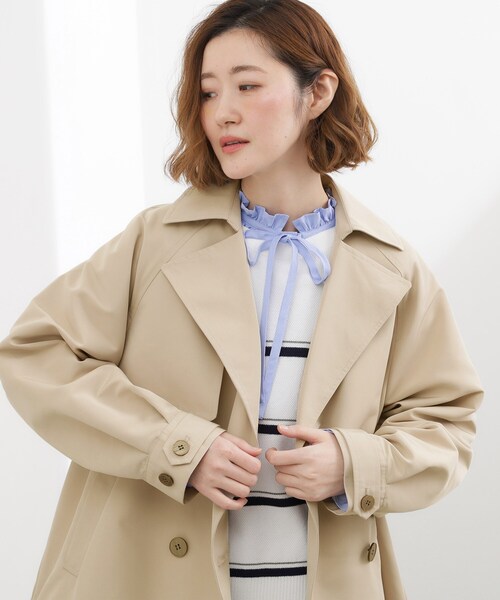 grove（グローブ）の「◆【撥水／シルエット2WAY】軽やかミドルトレンチコート（トレンチコート・レディース・ネイビー/ベージュ/ナチュラル/カーキ・02/03/04）」の21枚目の写真