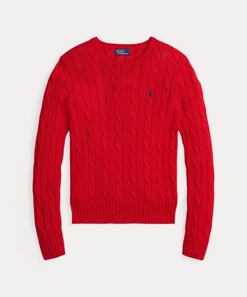 POLO RALPH LAUREN（ポロ ラルフ ローレン）の「ケーブルニット コットン クルーネック セーター（ニット/セーター・レディース・レッド・XXS/XS/S/M）」の6枚目の写真