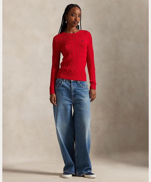 POLO RALPH LAUREN（ポロ ラルフ ローレン）の「ケーブルニット コットン クルーネック セーター（ニット/セーター・レディース・レッド・XXS/XS/S/M）」の5枚目の写真