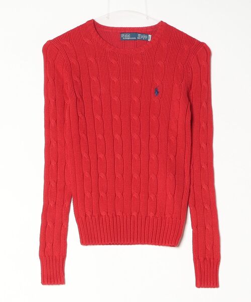 POLO RALPH LAUREN（ポロ ラルフ ローレン）の「ケーブルニット コットン クルーネック セーター（ニット/セーター・レディース・レッド・XXS/XS/S/M）」の8枚目の写真