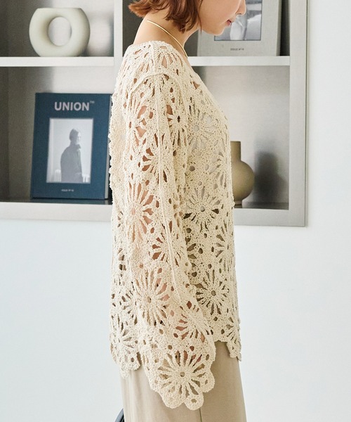 LAVEANGE（ラビアンジェ）の「クロシェニットプルオーバー（ニット/セーター・レディース・ブラック/アイボリー・F）」の16枚目の写真