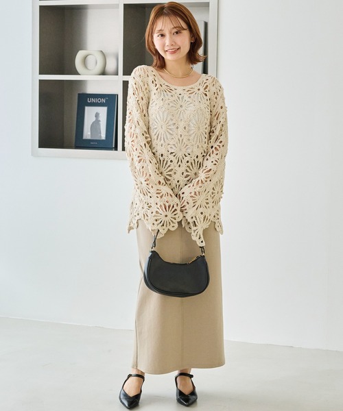 LAVEANGE（ラビアンジェ）の「クロシェニットプルオーバー（ニット/セーター・レディース・ブラック/アイボリー・F）」の18枚目の写真