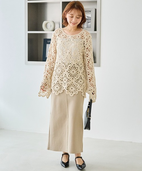 LAVEANGE（ラビアンジェ）の「クロシェニットプルオーバー（ニット/セーター・レディース・ブラック/アイボリー・F）」の19枚目の写真