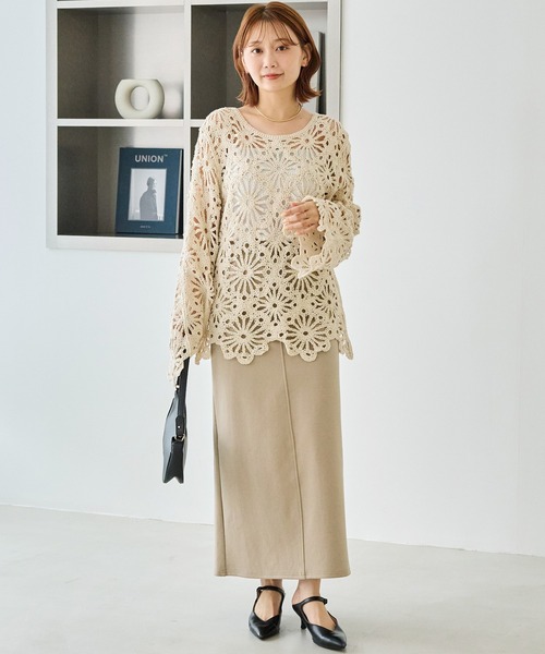 LAVEANGE（ラビアンジェ）の「クロシェニットプルオーバー（ニット/セーター・レディース・ブラック/アイボリー・F）」の20枚目の写真