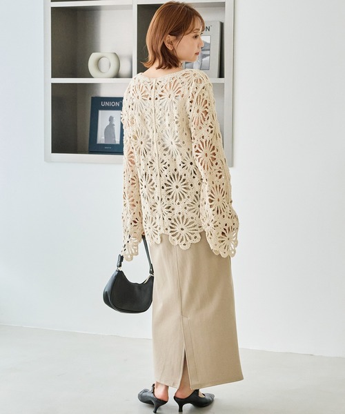 LAVEANGE（ラビアンジェ）の「クロシェニットプルオーバー（ニット/セーター・レディース・ブラック/アイボリー・F）」の22枚目の写真