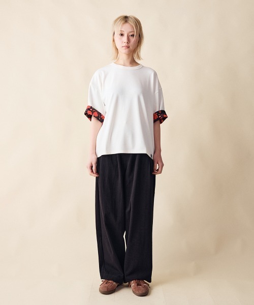 rehacer(レアセル)の「rehacer : Botanical Sleeve CS / ボタニカル スリーブ カットソー(Tシャツ/カットソー・レディース・ホワイト/ブラック・SMALL)」の10枚目の写真
