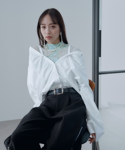 HARE（ハレ）の「マルチWAYオフショルシャツ(HARE)（シャツ/ブラウス・レディース・ブルー/ブラック/ホワイト・FREE）」の12枚目の写真