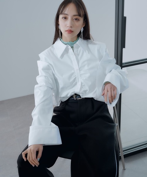 HARE（ハレ）の「マルチWAYオフショルシャツ(HARE)（シャツ/ブラウス・レディース・ブルー/ブラック/ホワイト・FREE）」の13枚目の写真