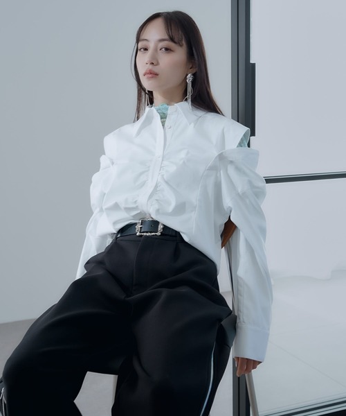 HARE（ハレ）の「マルチWAYオフショルシャツ(HARE)（シャツ/ブラウス・レディース・ブルー/ブラック/ホワイト・FREE）」の14枚目の写真