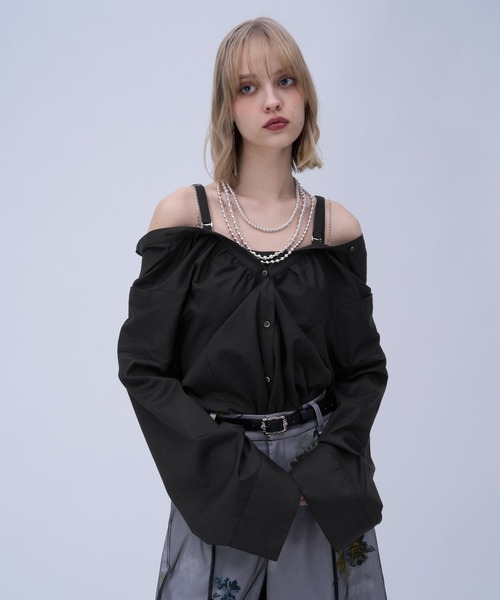 HARE（ハレ）の「マルチWAYオフショルシャツ(HARE)（シャツ/ブラウス・レディース・ブルー/ブラック/ホワイト・FREE）」の16枚目の写真