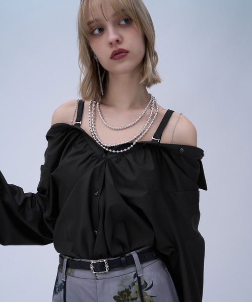 HARE（ハレ）の「マルチWAYオフショルシャツ(HARE)（シャツ/ブラウス・レディース・ブルー/ブラック/ホワイト・FREE）」の19枚目の写真