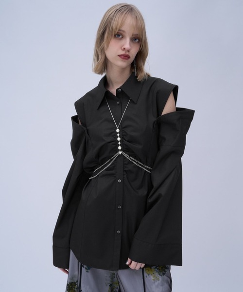 HARE（ハレ）の「マルチWAYオフショルシャツ(HARE)（シャツ/ブラウス・レディース・ブルー/ブラック/ホワイト・FREE）」の20枚目の写真