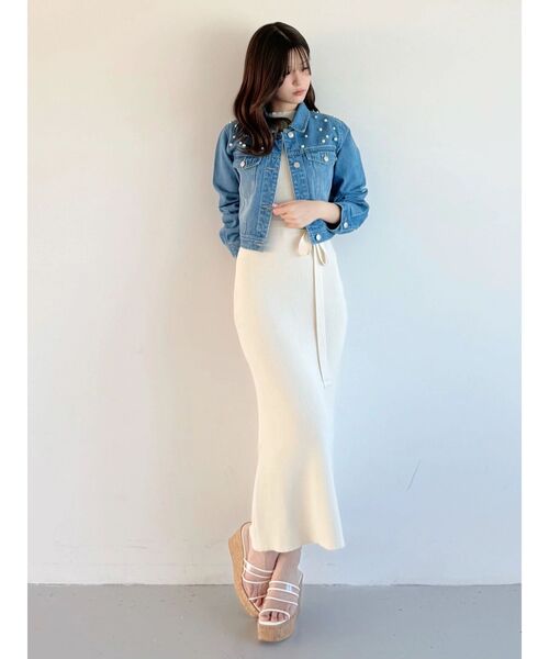 MERCURYDUO（マーキュリーデュオ）の「パール付Gジャン（デニムジャケット・レディース・ブルー・FREE）」の6枚目の写真