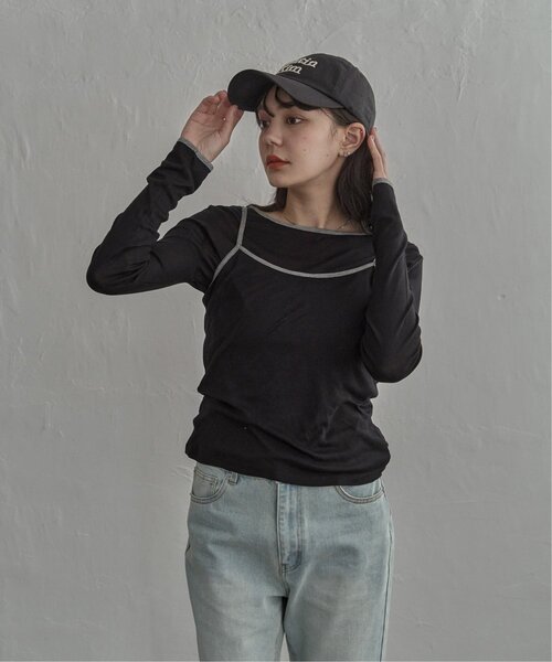 notch.(ノッチ)の「バイカラーロンT&キャミセット(Tシャツ/カットソー・レディース・ライトグレー/グレー/ブラック・M)」の8枚目の写真