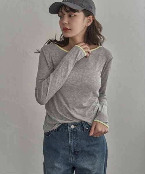 notch.(ノッチ)の「バイカラーロンT&キャミセット(Tシャツ/カットソー・レディース・ライトグレー/グレー/ブラック・M)」の14枚目の写真