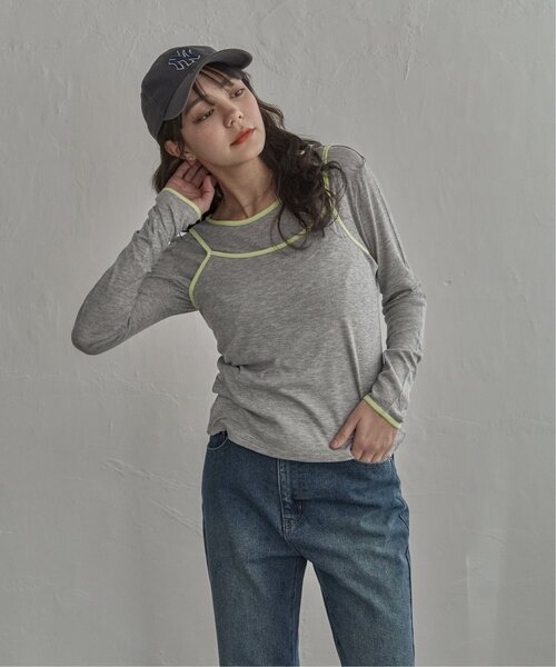 notch.(ノッチ)の「バイカラーロンT&キャミセット(Tシャツ/カットソー・レディース・ライトグレー/グレー/ブラック・M)」の20枚目の写真
