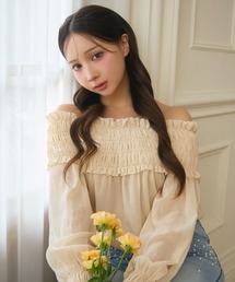 TITTY&CO. | シャーリングフリルラメオフショルダートップス長袖(シャツ/ブラウス)