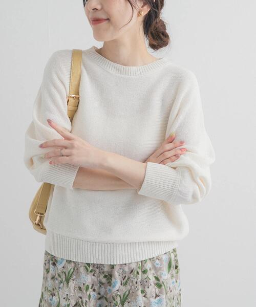 URBAN RESEARCH DOORS（アーバンリサーチドアーズ）の「リネン混スラブドルマンニット（ニット/セーター・レディース・オフホワイト/グレー系その他/ベージュ系その他・FREE）」の8枚目の写真