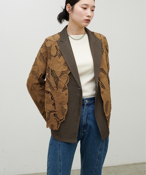 LARUTA（ラルータ）の「【LARUTA】メタル釦メッシュジャケット（テーラードジャケット・レディース・グレイッシュベージュ/カーキ/ブラック・FREE）」の10枚目の写真