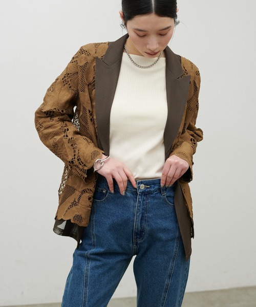 LARUTA（ラルータ）の「【LARUTA】メタル釦メッシュジャケット（テーラードジャケット・レディース・グレイッシュベージュ/カーキ/ブラック・FREE）」の11枚目の写真