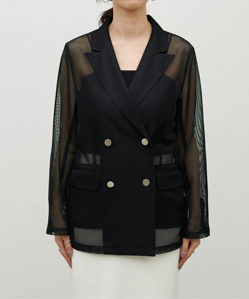 LARUTA（ラルータ）の「【LARUTA】メタル釦メッシュジャケット（テーラードジャケット・レディース・グレイッシュベージュ/カーキ/ブラック・FREE）」の13枚目の写真