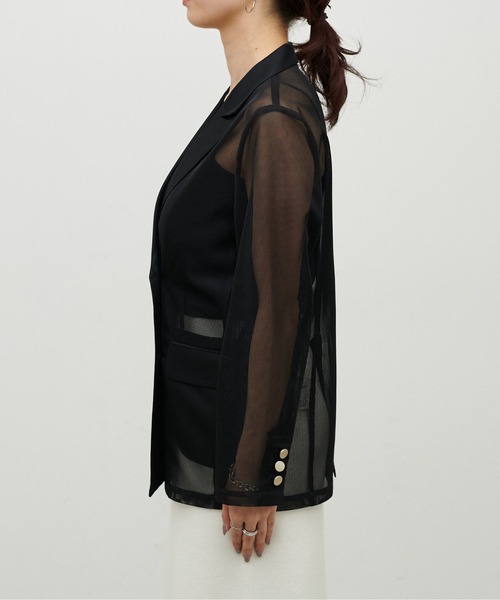 LARUTA（ラルータ）の「【LARUTA】メタル釦メッシュジャケット（テーラードジャケット・レディース・グレイッシュベージュ/カーキ/ブラック・FREE）」の14枚目の写真