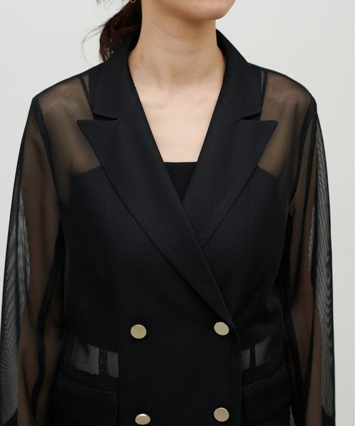 LARUTA（ラルータ）の「【LARUTA】メタル釦メッシュジャケット（テーラードジャケット・レディース・グレイッシュベージュ/カーキ/ブラック・FREE）」の4枚目の写真