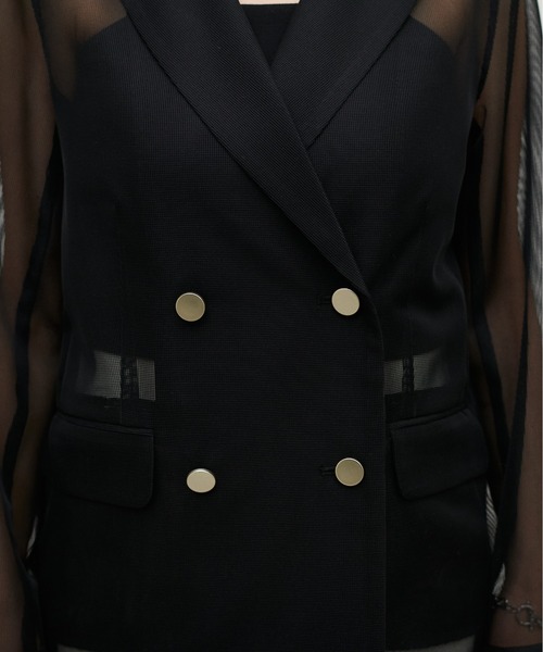 LARUTA（ラルータ）の「【LARUTA】メタル釦メッシュジャケット（テーラードジャケット・レディース・グレイッシュベージュ/カーキ/ブラック・FREE）」の5枚目の写真