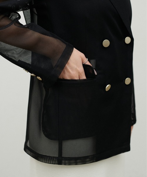 LARUTA（ラルータ）の「【LARUTA】メタル釦メッシュジャケット（テーラードジャケット・レディース・グレイッシュベージュ/カーキ/ブラック・FREE）」の8枚目の写真