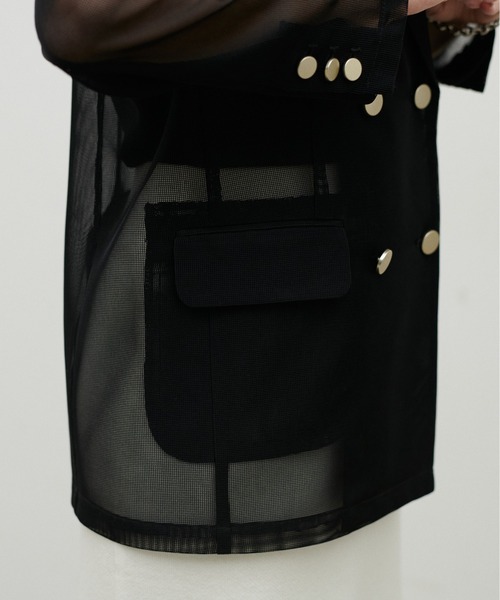 LARUTA（ラルータ）の「【LARUTA】メタル釦メッシュジャケット（テーラードジャケット・レディース・グレイッシュベージュ/カーキ/ブラック・FREE）」の7枚目の写真