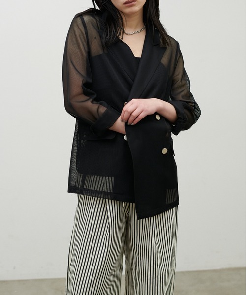 LARUTA（ラルータ）の「【LARUTA】メタル釦メッシュジャケット（テーラードジャケット・レディース・グレイッシュベージュ/カーキ/ブラック・FREE）」の22枚目の写真