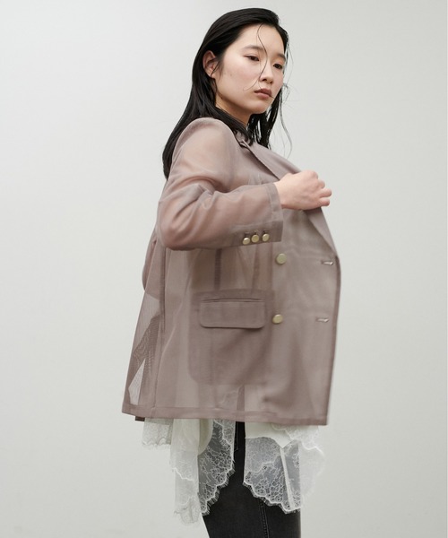 LARUTA（ラルータ）の「【LARUTA】メタル釦メッシュジャケット（テーラードジャケット・レディース・グレイッシュベージュ/カーキ/ブラック・FREE）」の16枚目の写真