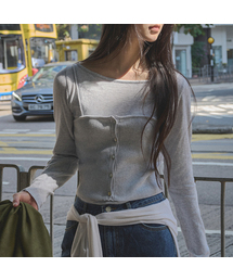 Layered knit bustier SET [TISP05SW06]_Gray