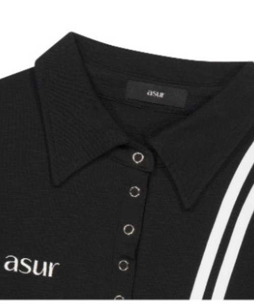 as you are(アズユーアー)の「◇ASYOUARE◇サイド ライン カラー ロング スリーブ SIDE LINE COLLAR LONG SLEEVE(ポロシャツ・レディース・ブラック/チャコール/ホワイト・FREE)」の4枚目の写真