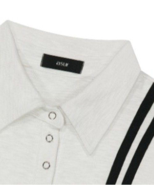 as you are(アズユーアー)の「◇ASYOUARE◇サイド ライン カラー ロング スリーブ SIDE LINE COLLAR LONG SLEEVE(ポロシャツ・レディース・ブラック/チャコール/ホワイト・FREE)」の8枚目の写真
