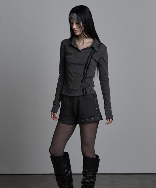 as you are(アズユーアー)の「◇ASYOUARE◇サイド ライン カラー ロング スリーブ SIDE LINE COLLAR LONG SLEEVE(ポロシャツ・レディース・ブラック/チャコール/ホワイト・FREE)」の16枚目の写真