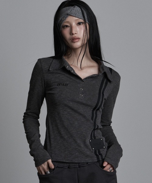as you are(アズユーアー)の「◇ASYOUARE◇サイド ライン カラー ロング スリーブ SIDE LINE COLLAR LONG SLEEVE(ポロシャツ・レディース・ブラック/チャコール/ホワイト・FREE)」の17枚目の写真
