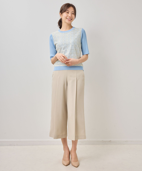 NARACAMICIE（ナラカミーチェ）の「【NARACAMICIE】レースドッキングニットプルオーバー（ニット/セーター・レディース・ブルー/ホワイト/ネイビー・M）」の13枚目の写真