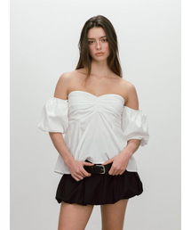PUFF SHIRRING BLOUSE / WHITE