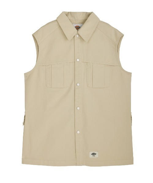 Dickies(ディッキーズ)の「Dickies × Ameri N/S JACKET(ノーカラージャケット・レディース・グリーン/アイボリー/ベージュ・FREE)」の5枚目の写真
